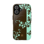Y2K Floral MagSafe iPhone Case | Brown and Mint