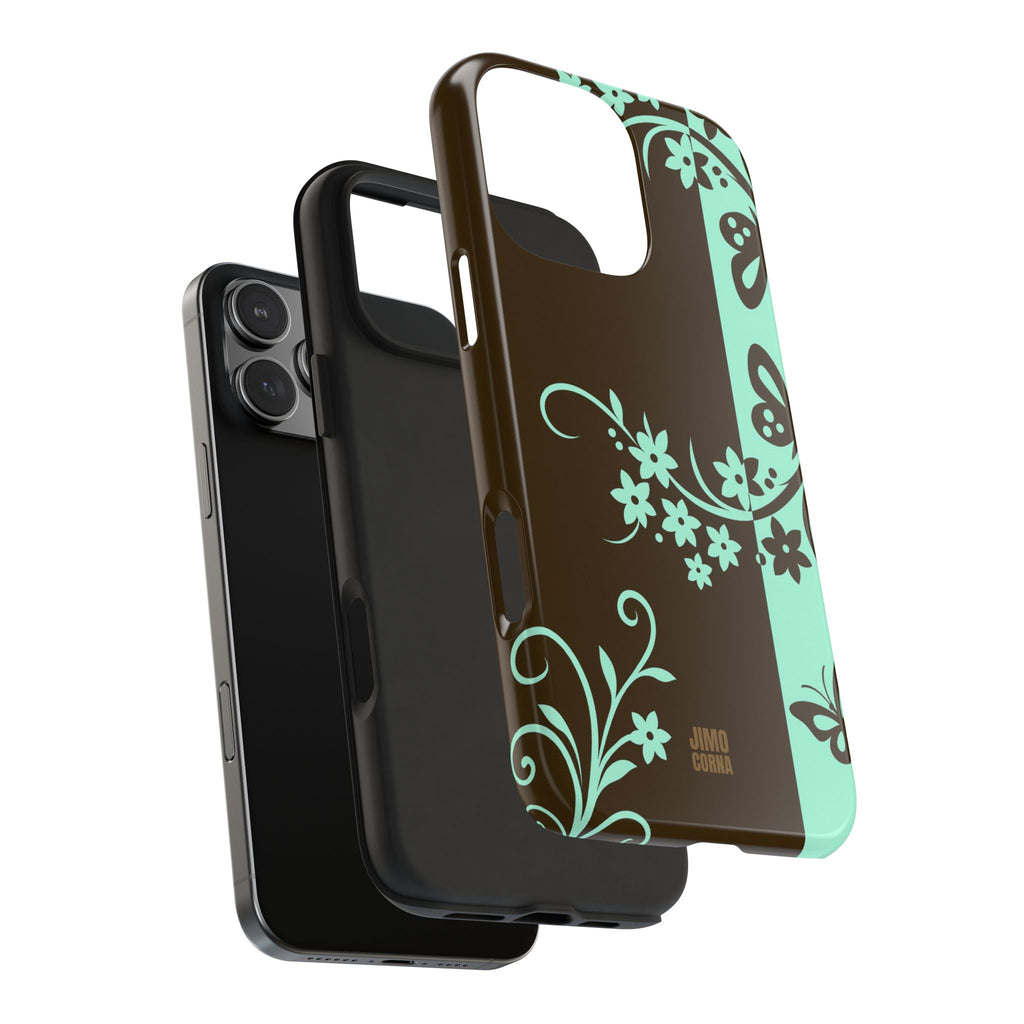 Y2K Floral iPhone Case | Brown and Mint