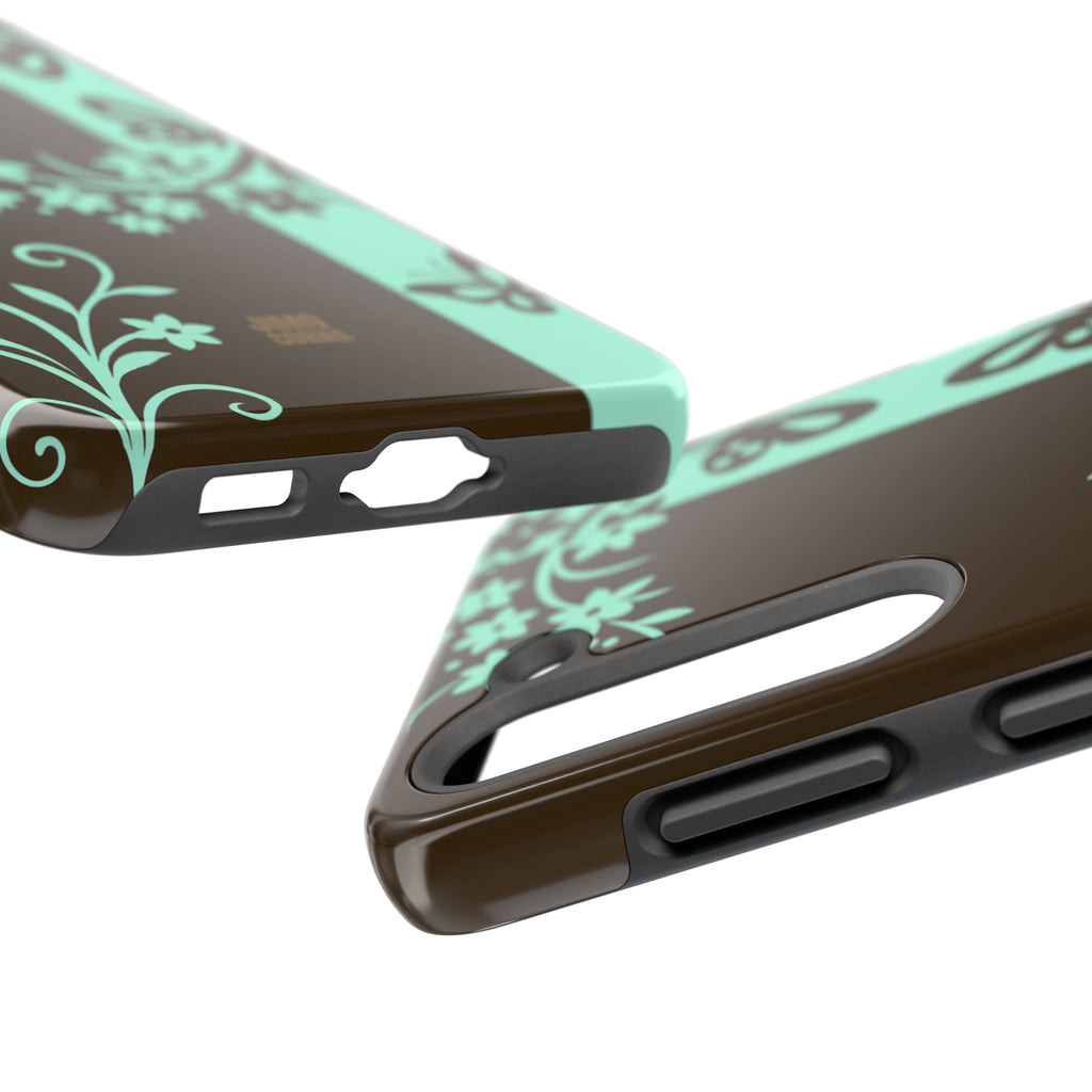 Y2K Floral Samsung Galaxy Case | Brown and Mint