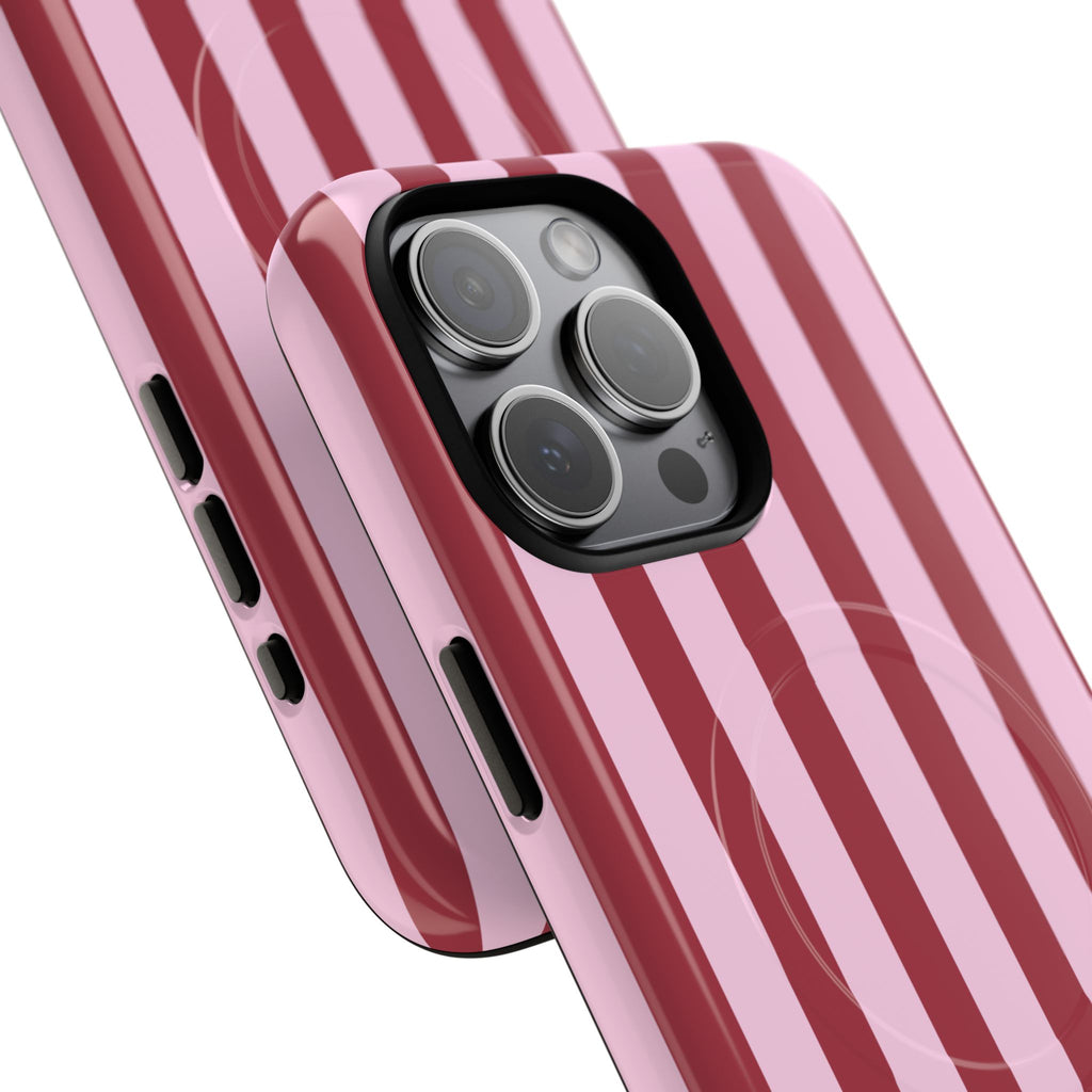Bold Stripes MagSafe iPhone Case | Pink and Red