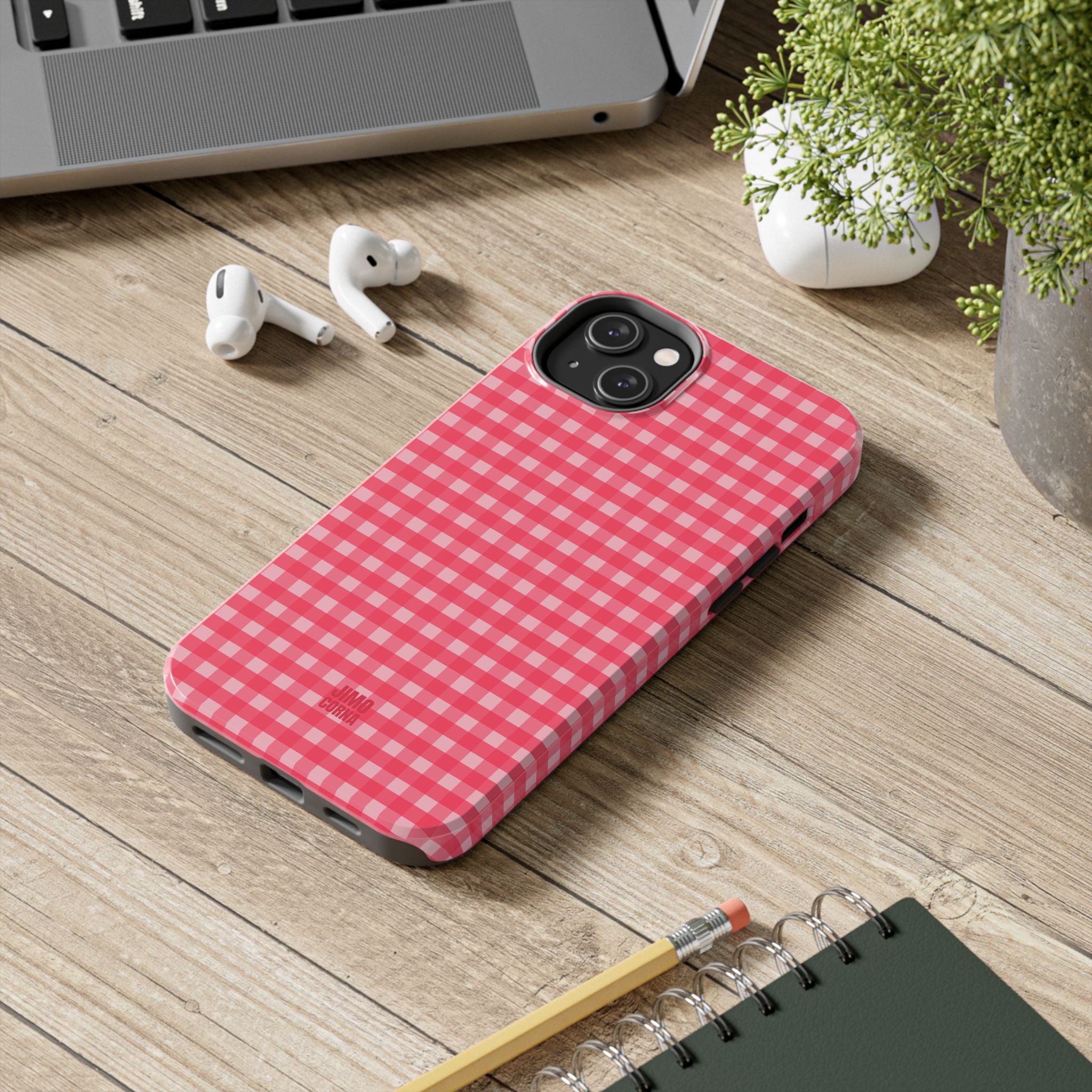 Farm Gingham iPhone Case | Hot Pink