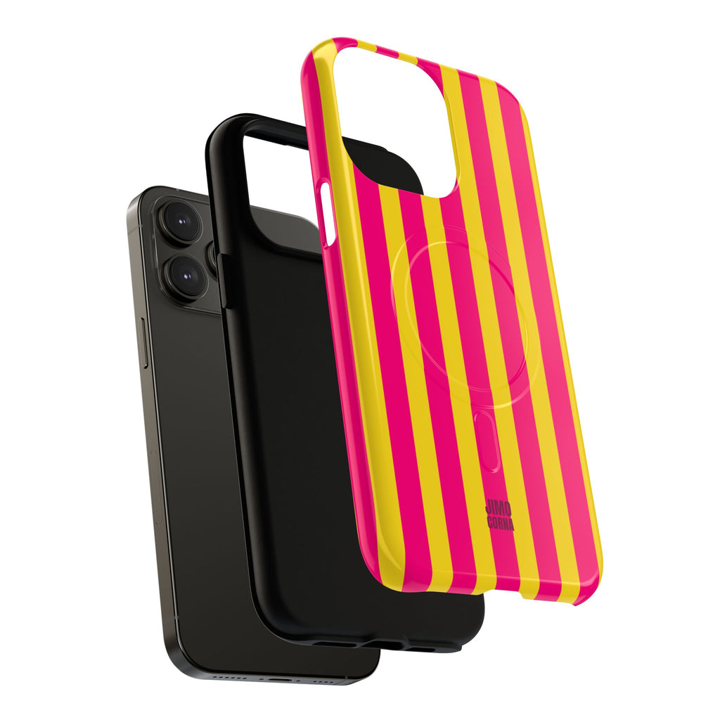 Bold Stripes MagSafe iPhone Case | Pink and Yellow