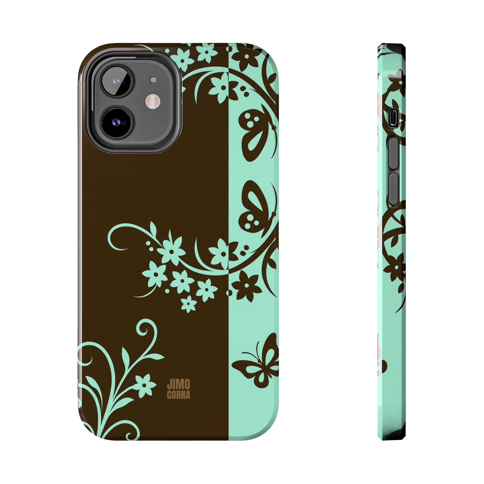 Y2K Floral iPhone Case | Brown and Mint