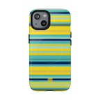 Blue Lemon Stripe MagSafe iPhone Case
