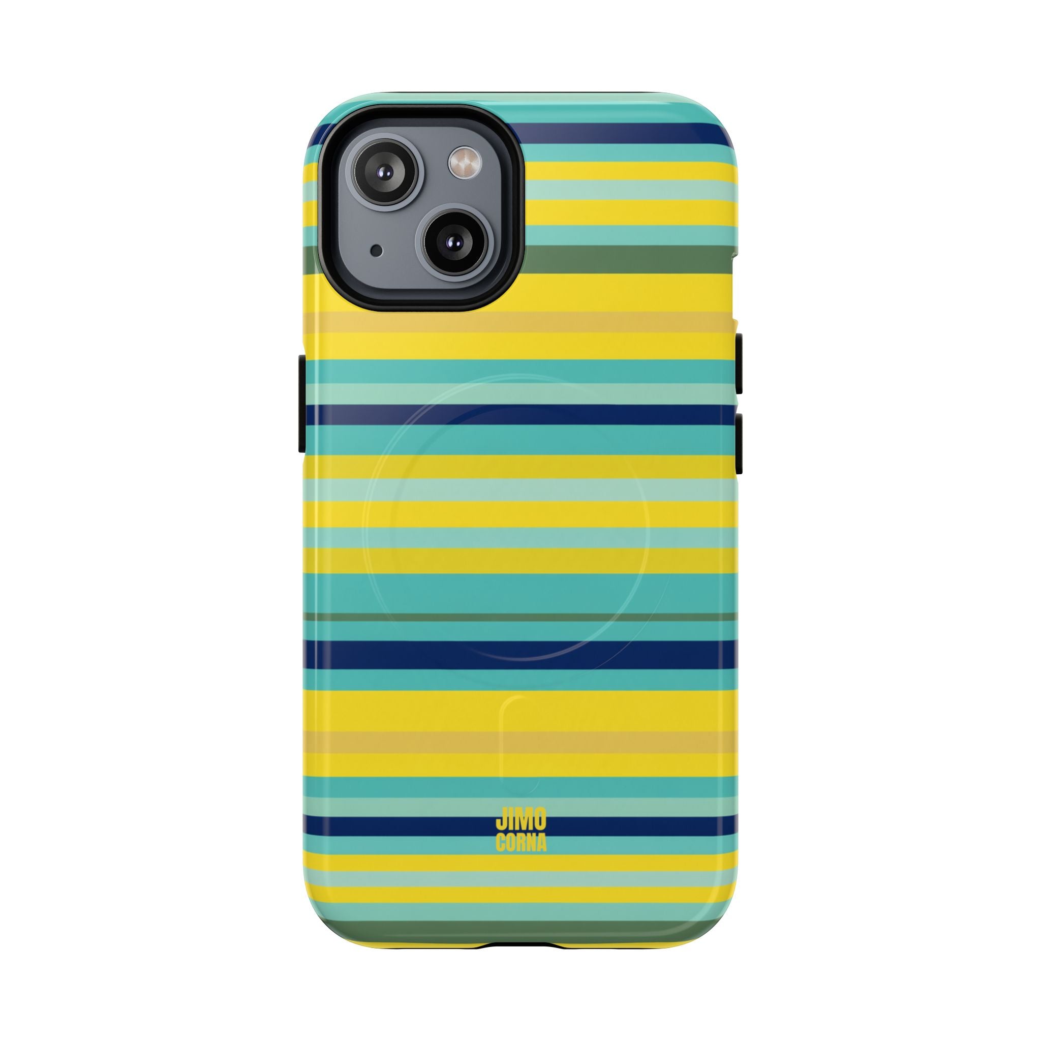Blue Lemon Stripe MagSafe iPhone Case