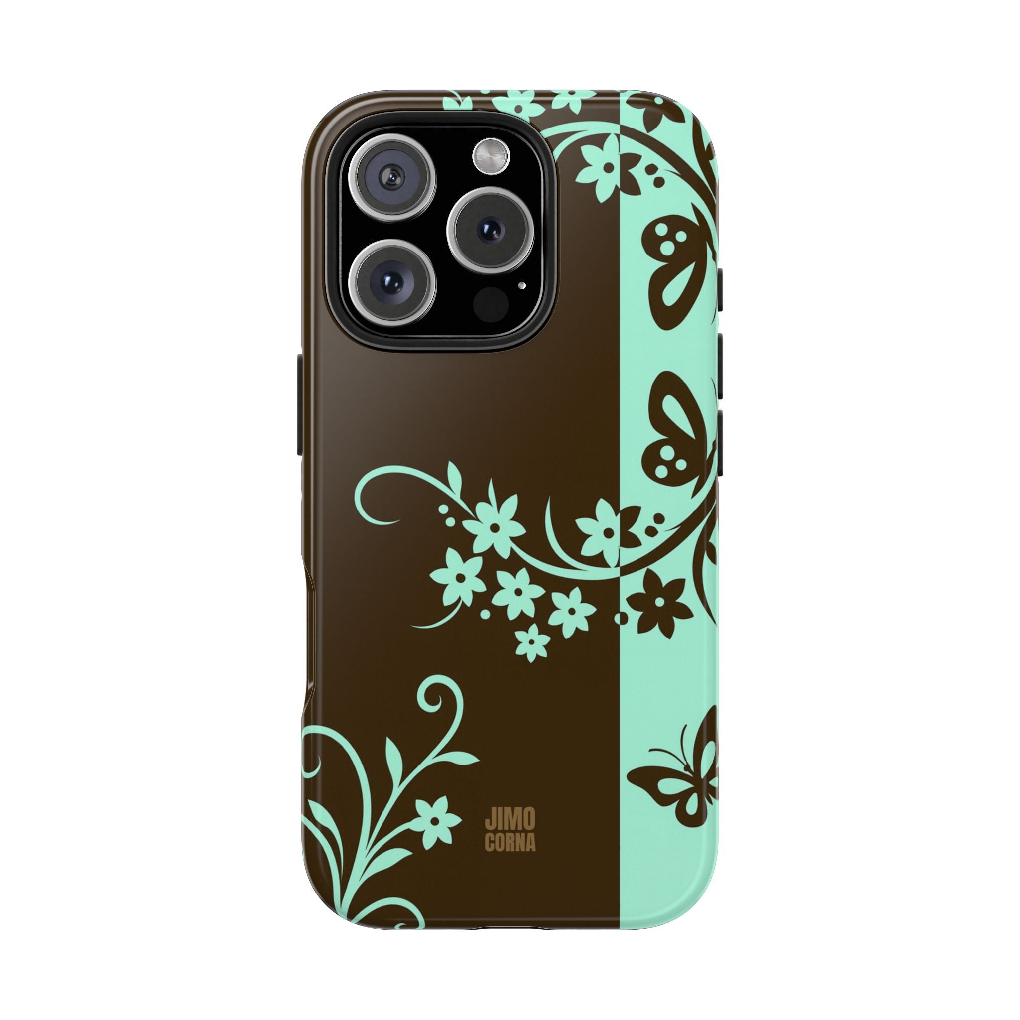 Y2K Floral iPhone Case | Brown and Mint