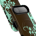 Y2K Floral MagSafe iPhone Case | Brown and Mint