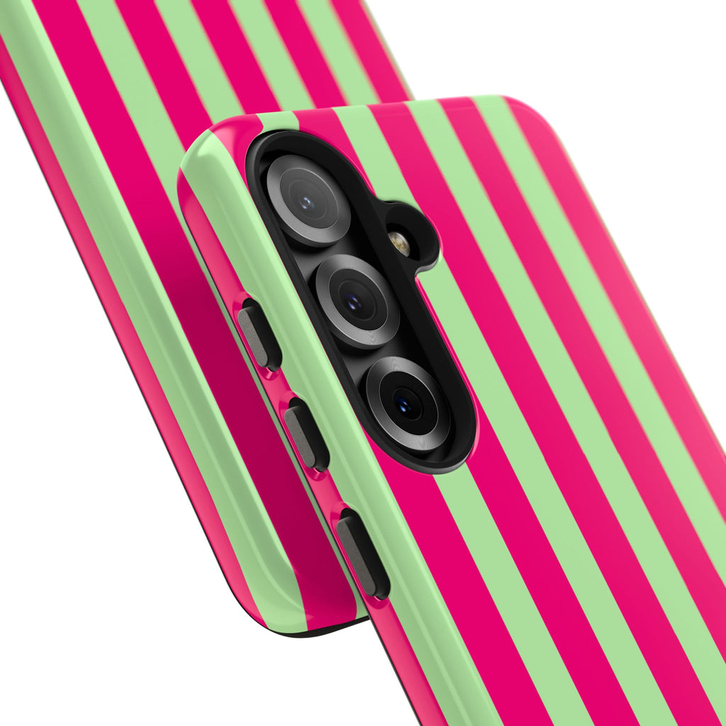 Bold Stripes Samsung Galaxy Case | Lime Green and Pink
