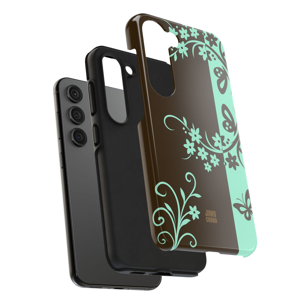 Y2K Floral iPhone Case | Brown and Mint