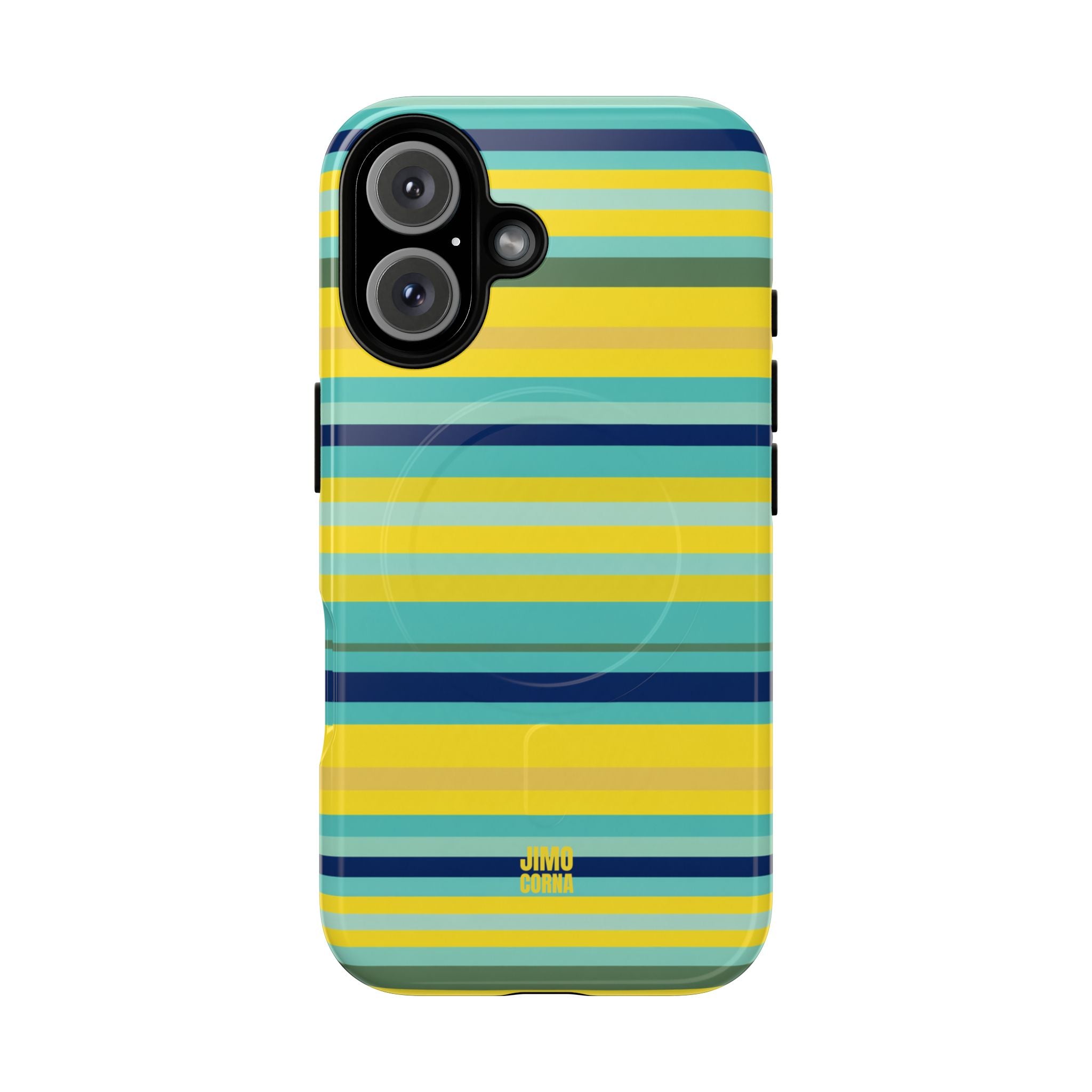 Blue Lemon Stripe MagSafe iPhone Case