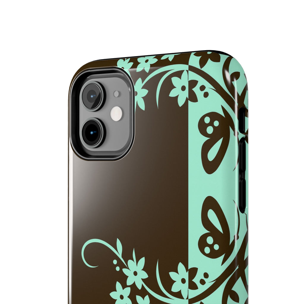 Y2K Floral iPhone Case | Brown and Mint