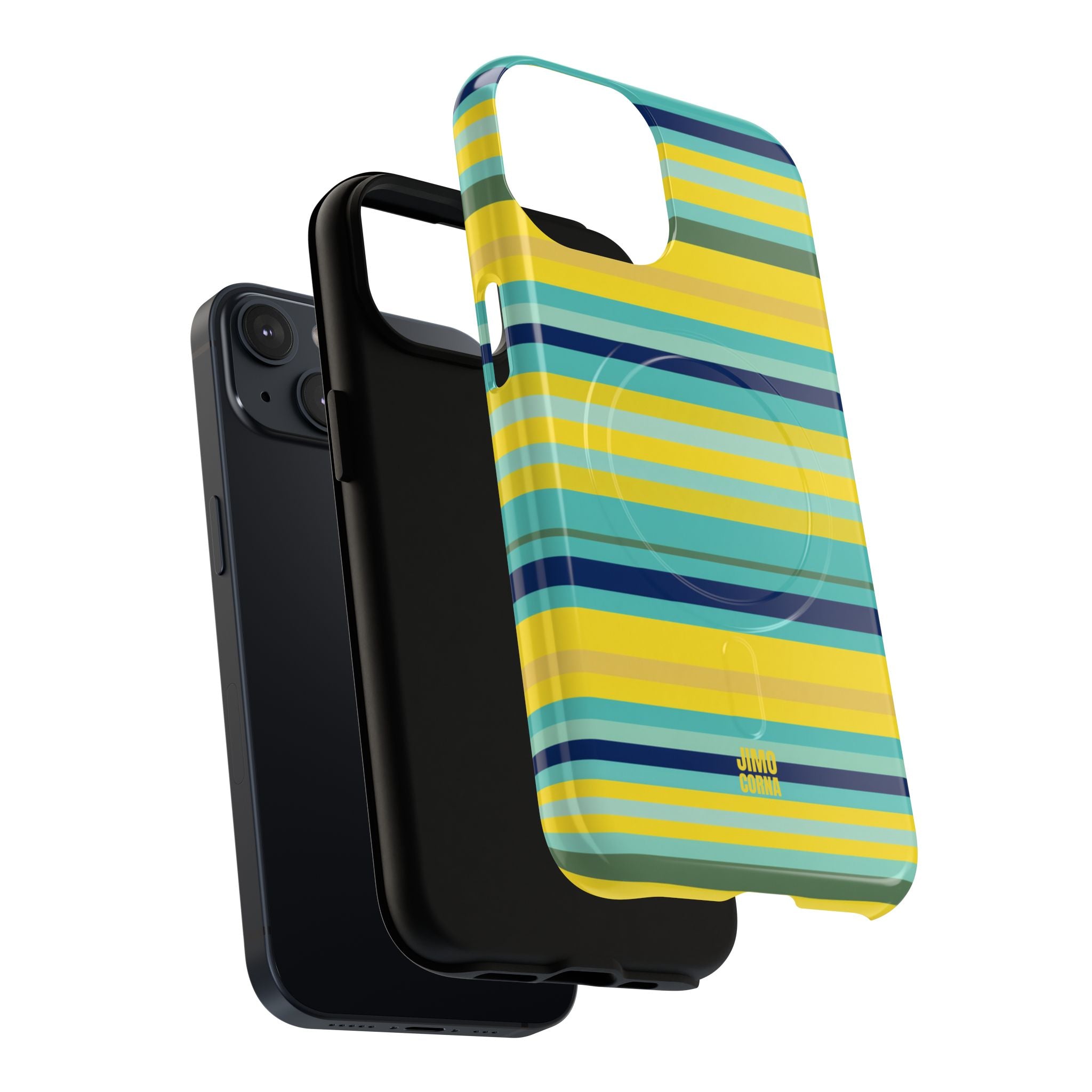 Blue Lemon Stripe MagSafe iPhone Case