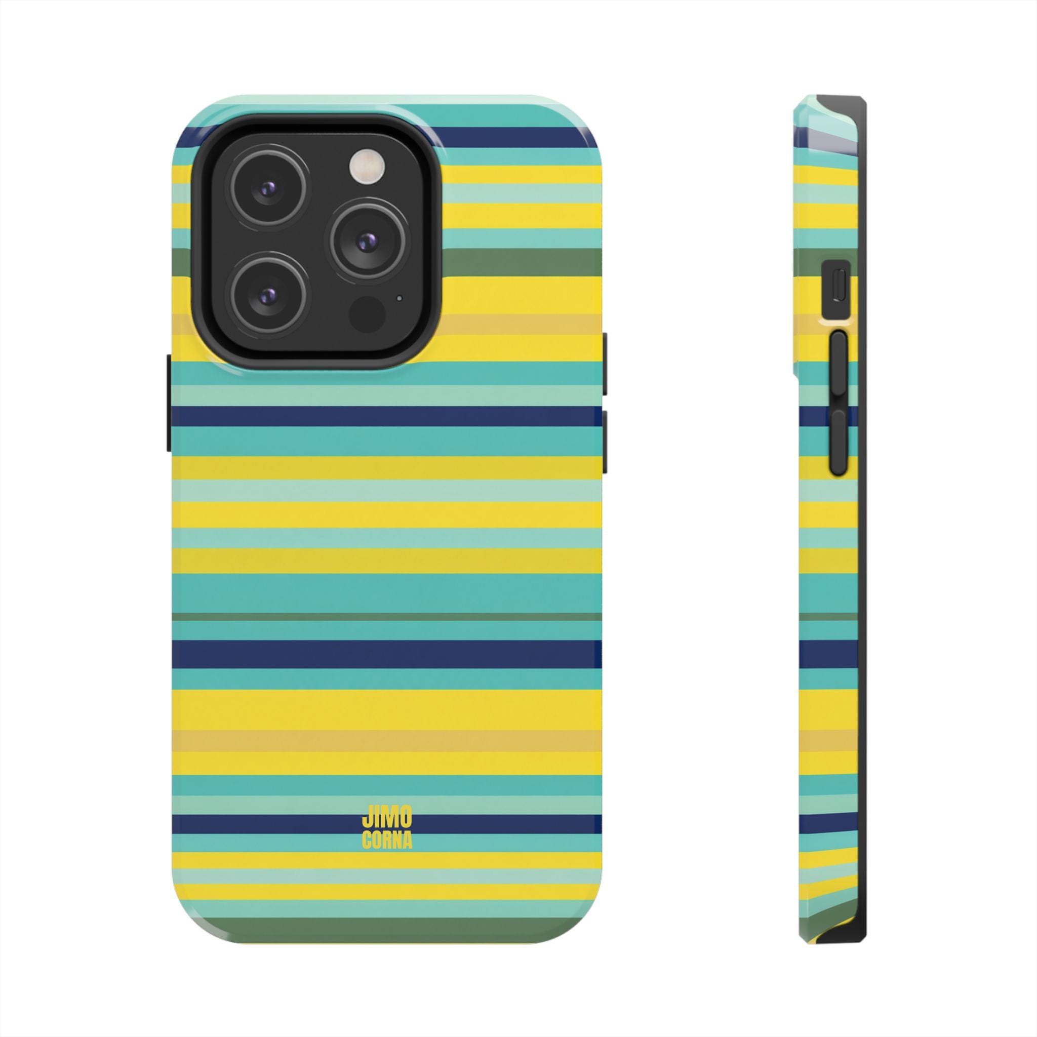 Blue Lemon Stripe iPhone Case
