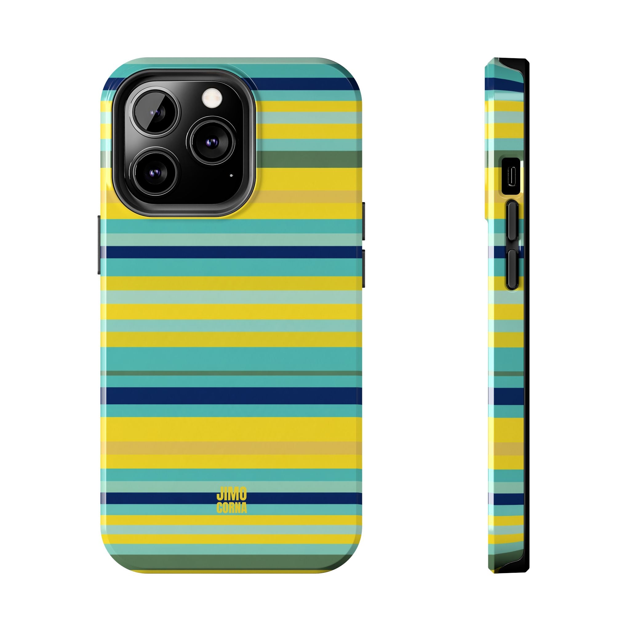 Blue Lemon Stripe iPhone Case