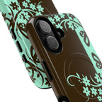 Y2K Floral MagSafe iPhone Case | Brown and Mint