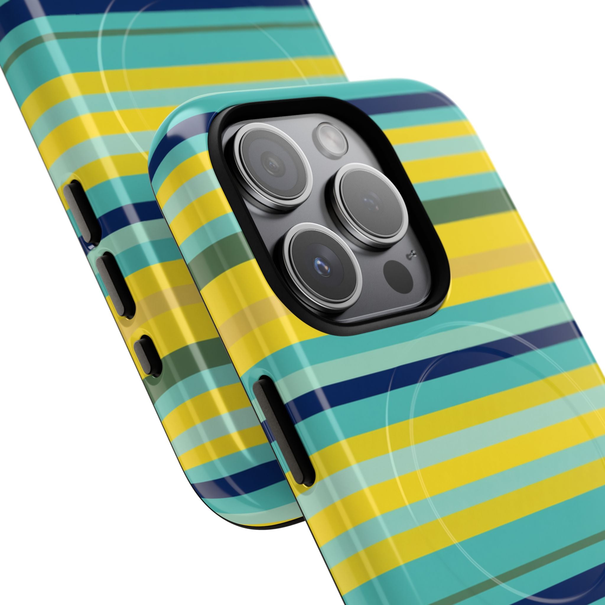 Blue Lemon Stripe MagSafe iPhone Case