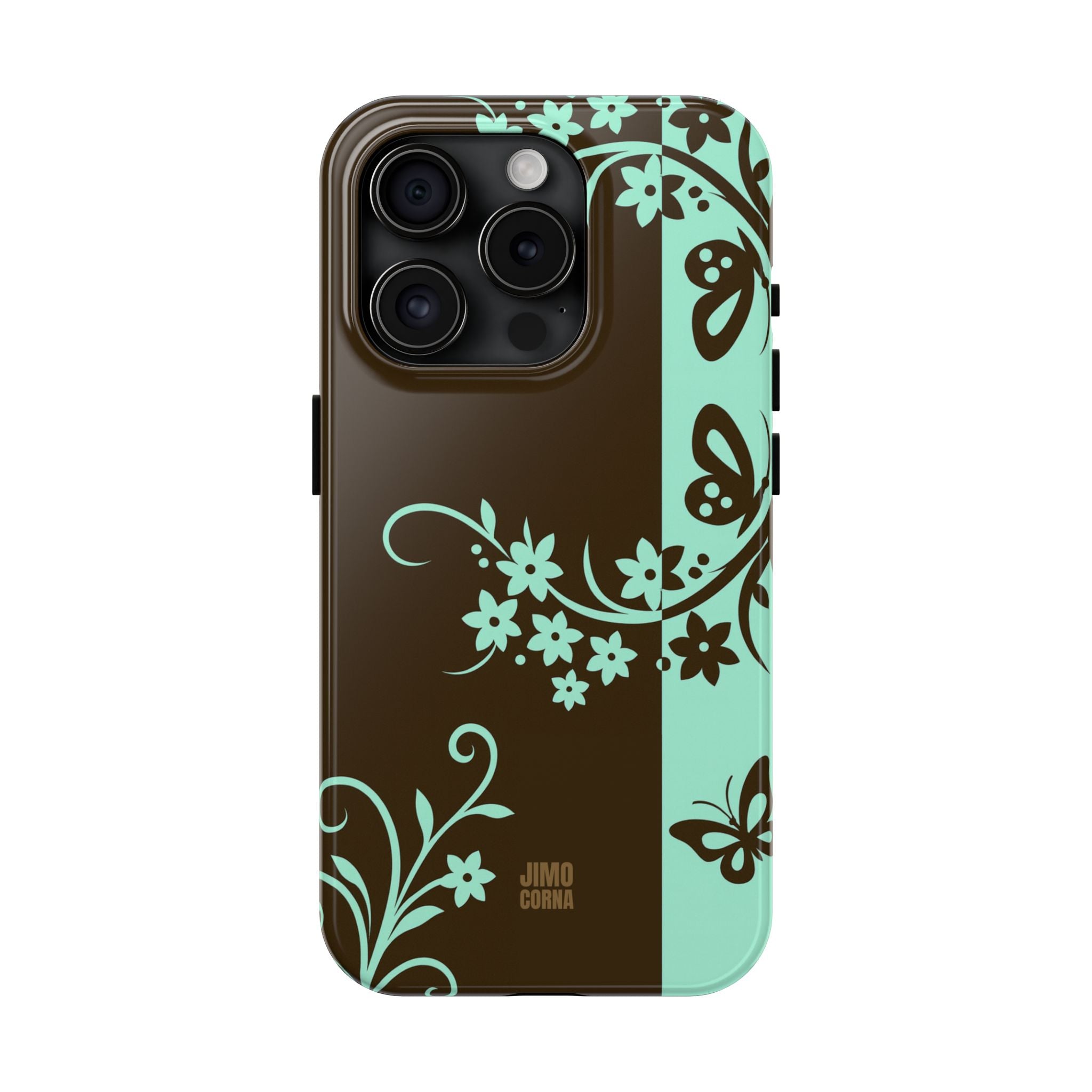 Y2K Floral iPhone Case | Brown and Mint