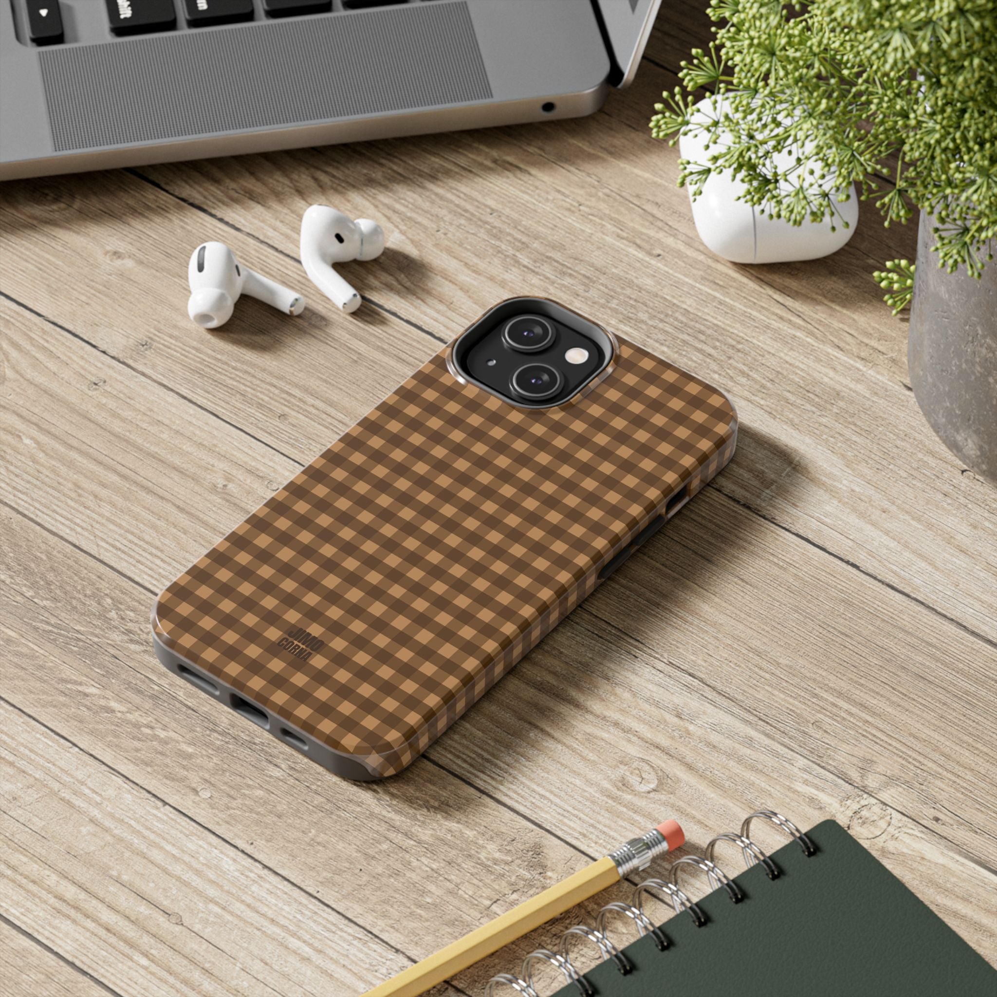 Farm Gingham iPhone Case | Brown