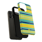 Blue Lemon Stripe MagSafe iPhone Case