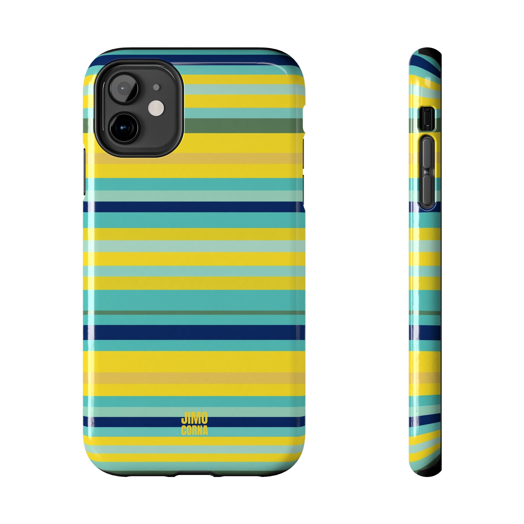 Blue Lemon Stripe iPhone Case