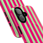 Bold Stripes MagSafe iPhone Case | Lime Green and Pink