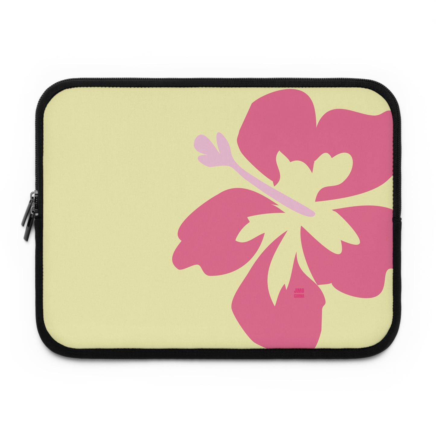 Pink on Yellow Hibiscus Laptop Sleeve