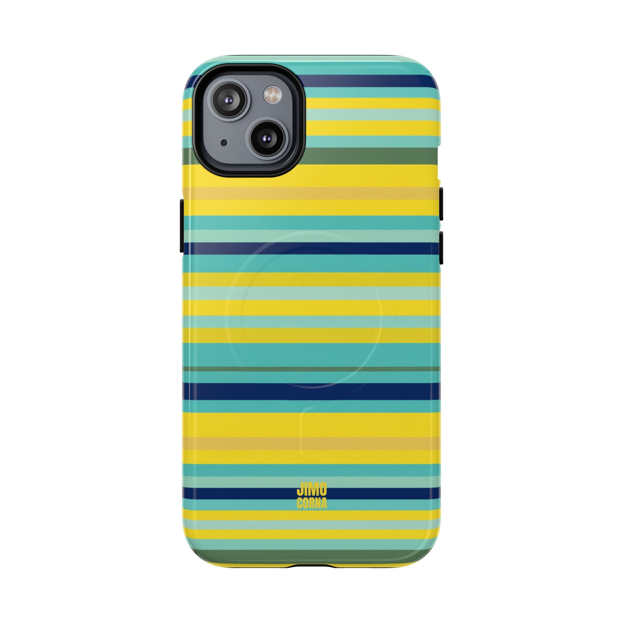 Blue Lemon Stripe MagSafe iPhone Case