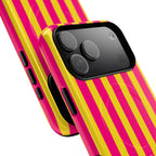 Bold Stripes MagSafe iPhone Case | Pink and Yellow
