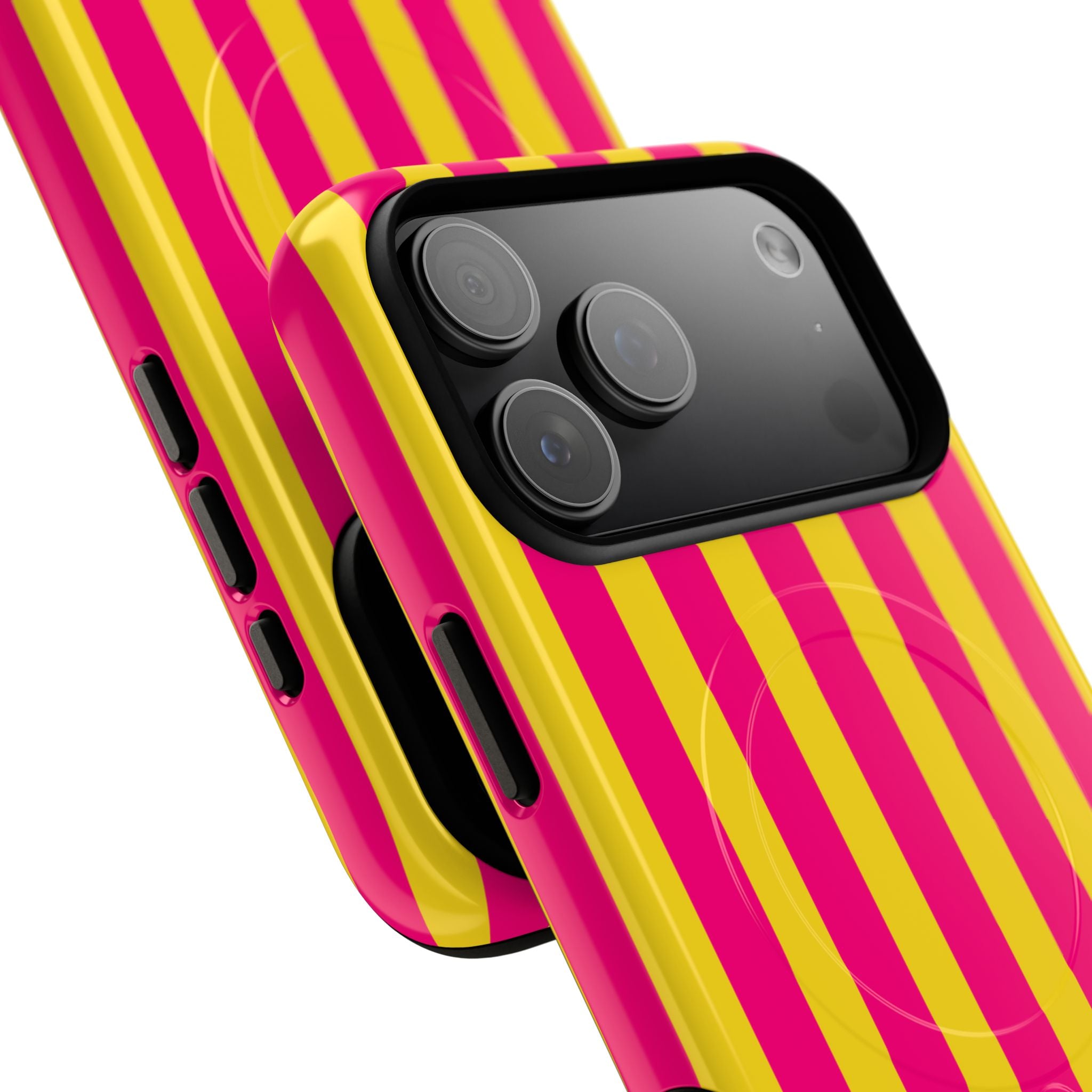 Bold Stripes MagSafe iPhone Case | Pink and Yellow