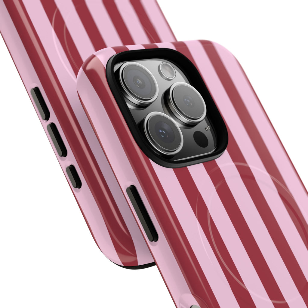 Bold Stripes MagSafe iPhone Case | Pink and Red