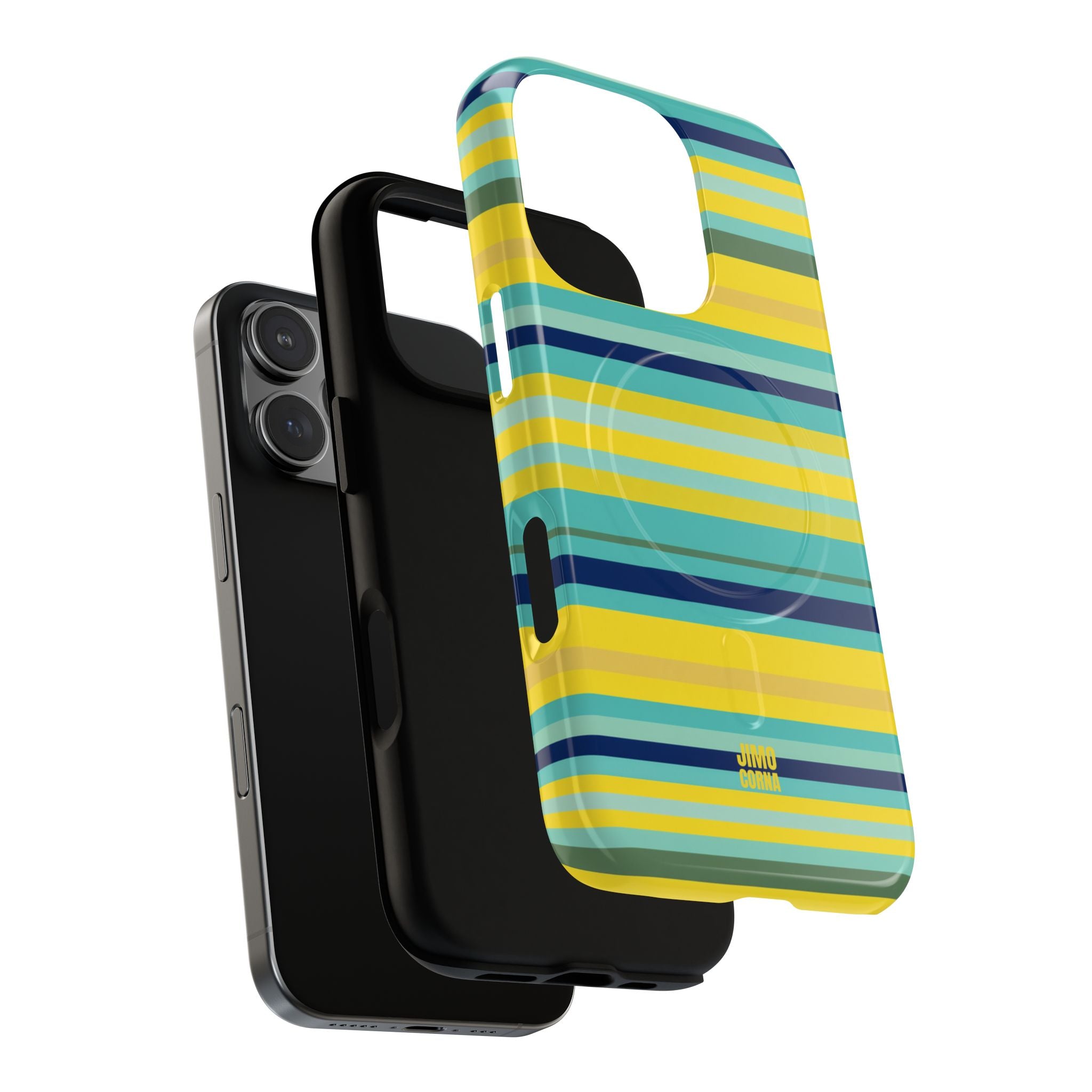 Blue Lemon Stripe MagSafe iPhone Case