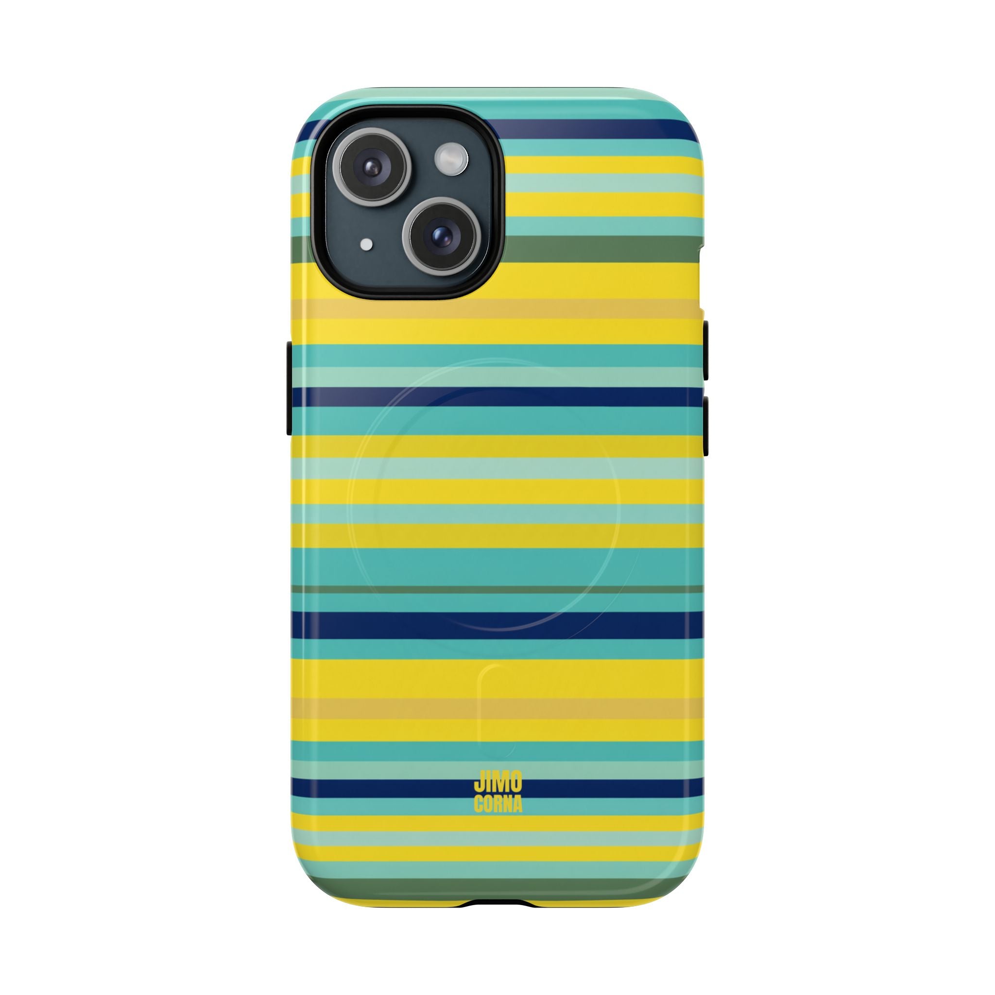 Blue Lemon Stripe MagSafe iPhone Case