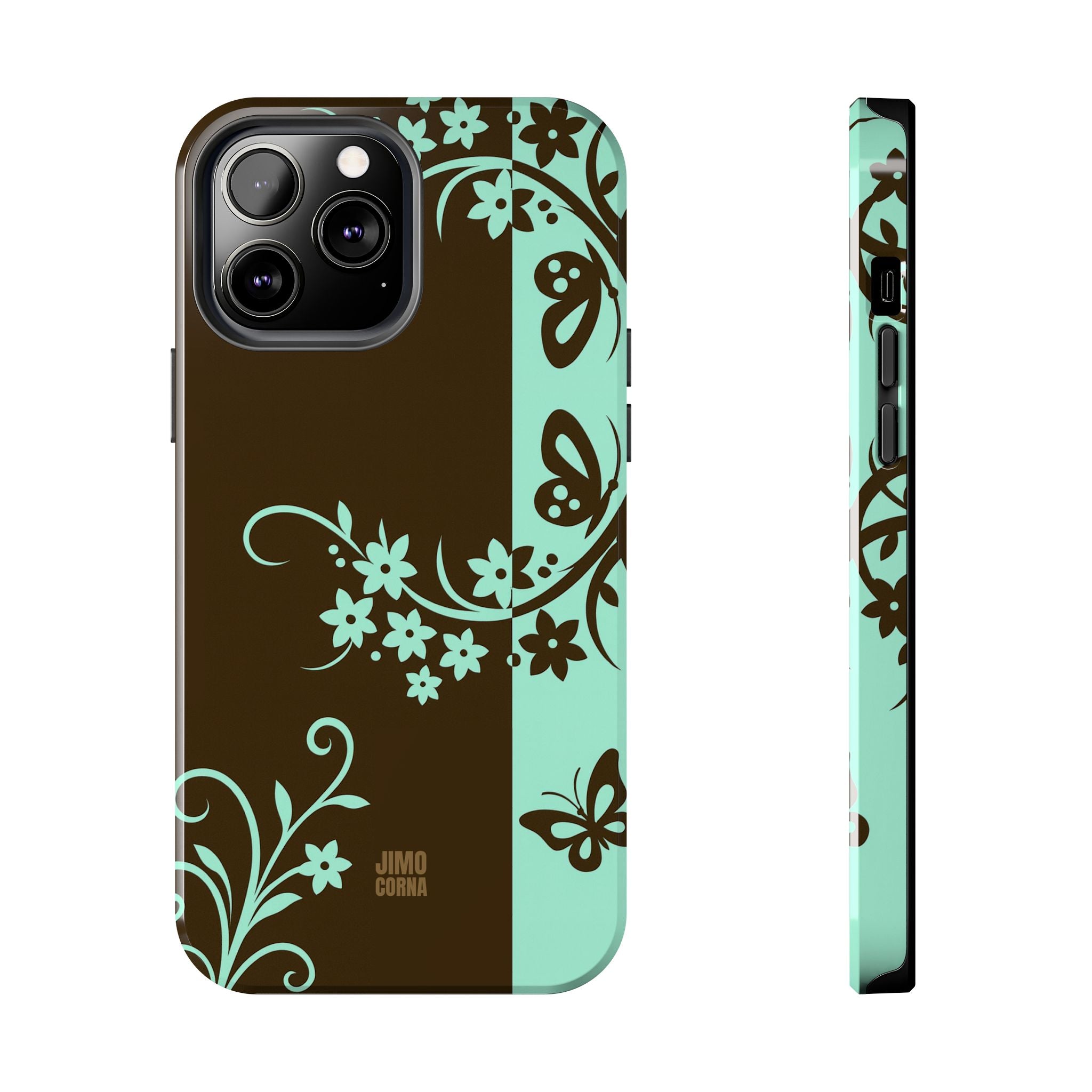 Y2K Floral iPhone Case | Brown and Mint