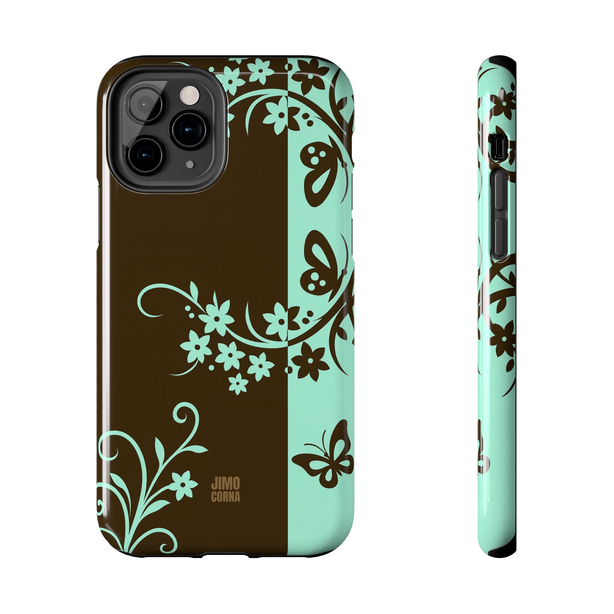 Y2K Floral iPhone Case | Brown and Mint