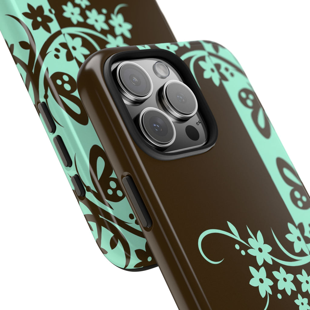 Y2K Floral iPhone Case | Brown and Mint
