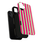 Bold Stripes MagSafe iPhone Case | Lime Green and Pink