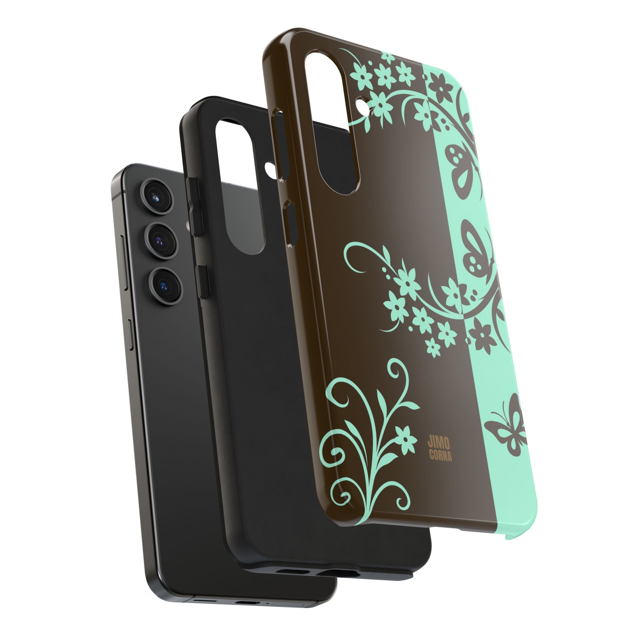 Y2K Floral Samsung Galaxy Case | Brown and Mint