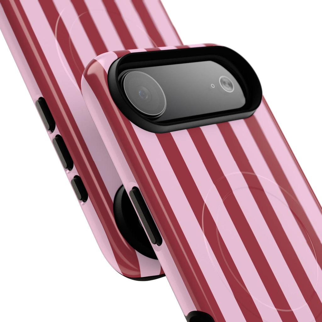 Bold Stripes MagSafe iPhone Case | Pink and Red