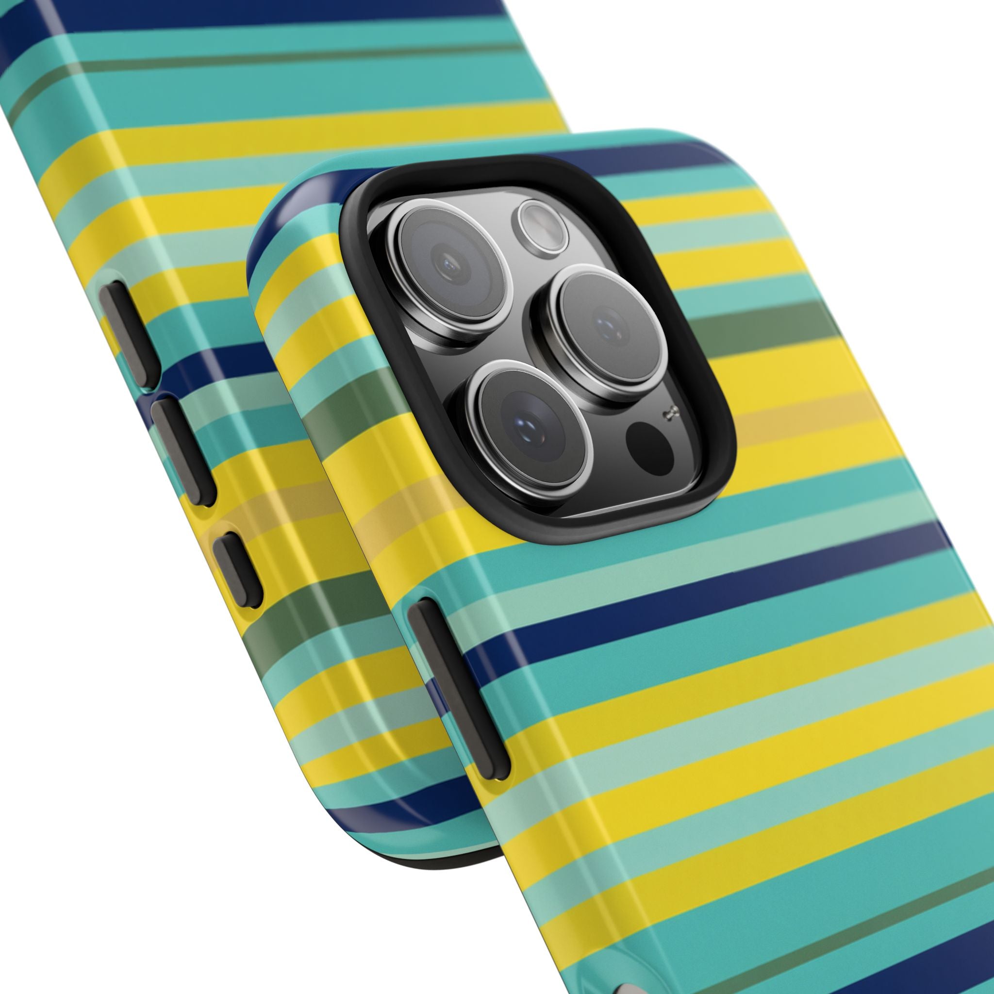 Blue Lemon Stripe iPhone Case