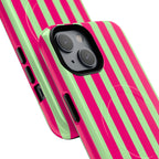 Bold Stripes MagSafe iPhone Case | Lime Green and Pink