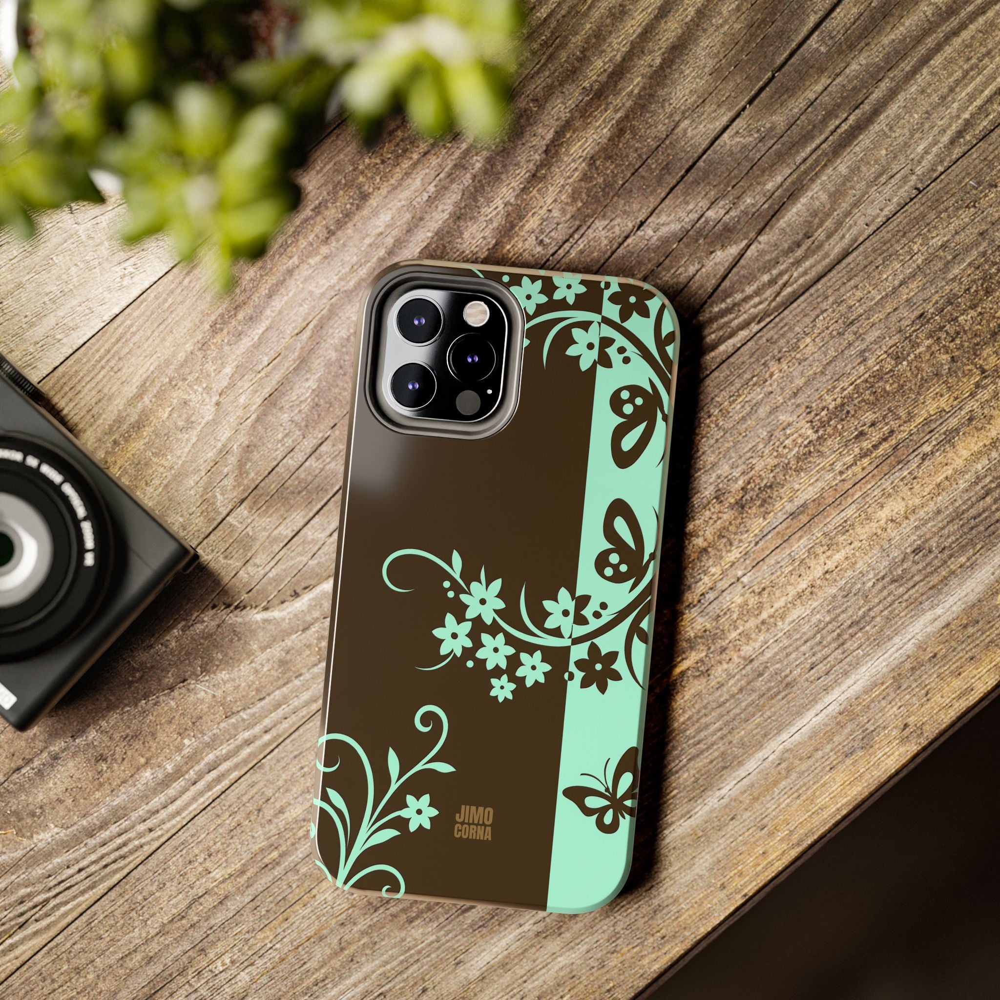 Y2K Floral iPhone Case | Brown and Mint