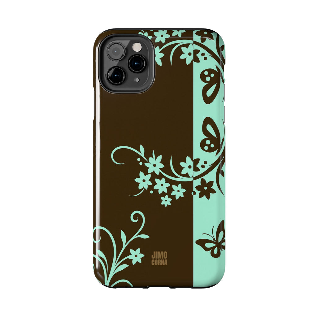 Y2K Floral iPhone Case | Brown and Mint
