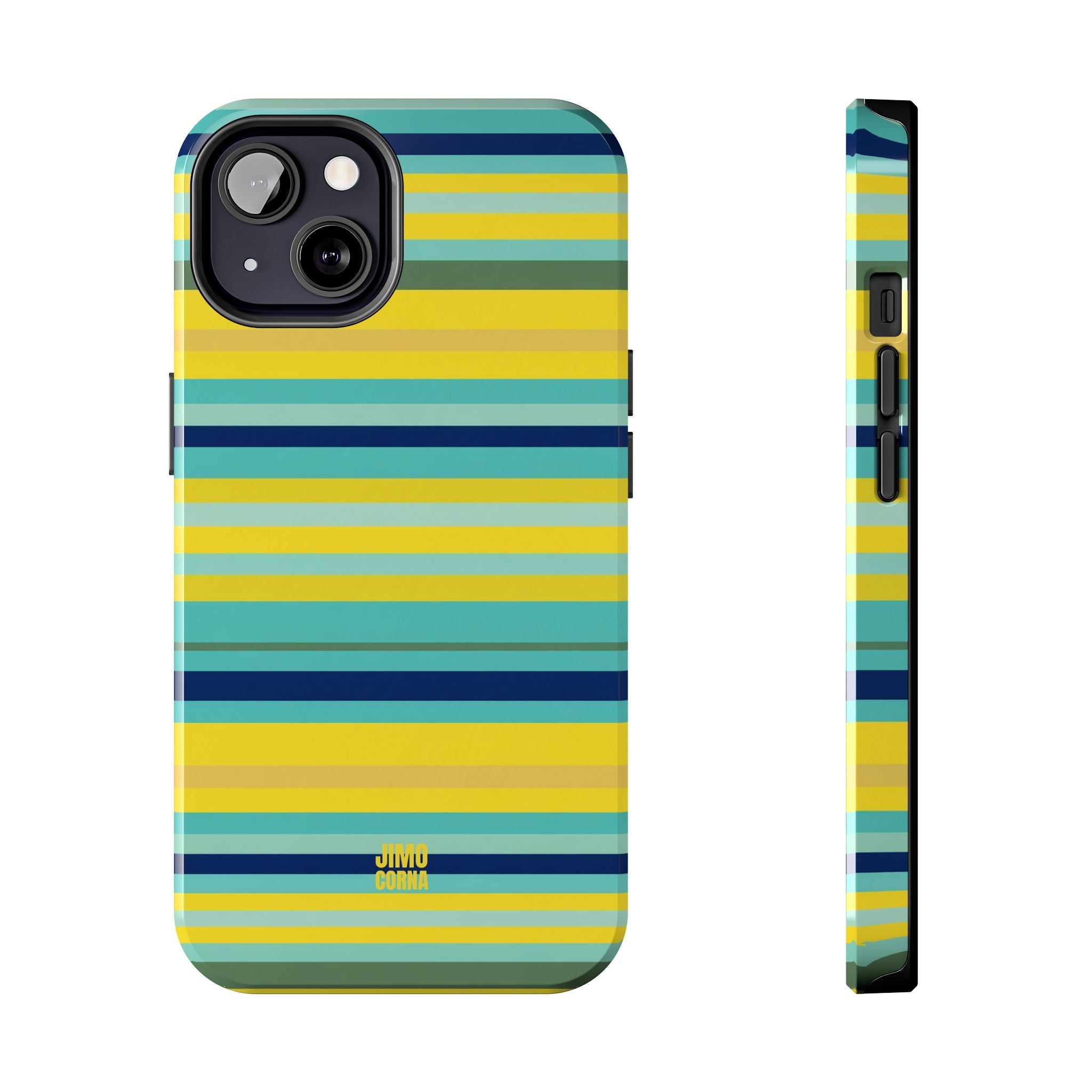 Blue Lemon Stripe iPhone Case