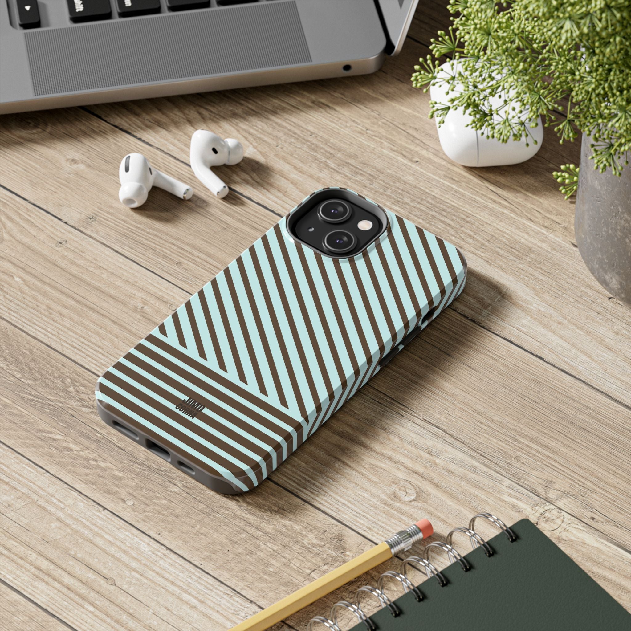 Asymmetrical Lines iPhone Case | Blue and Brown
