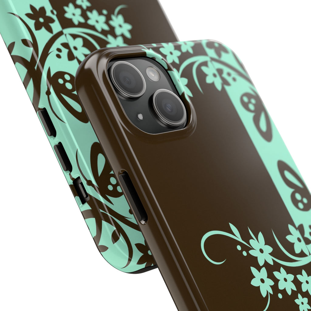 Y2K Floral iPhone Case | Brown and Mint