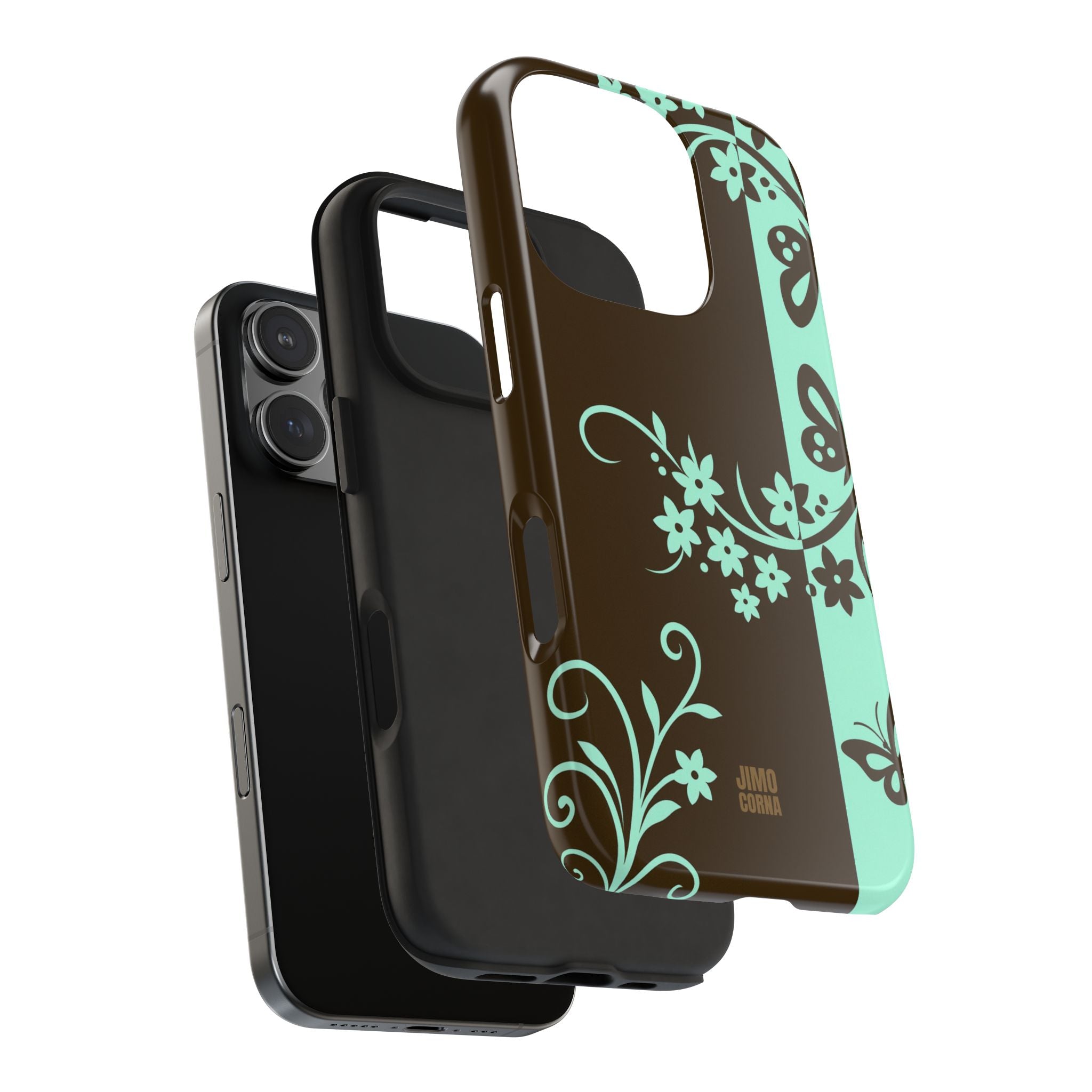 Y2K Floral iPhone Case | Brown and Mint