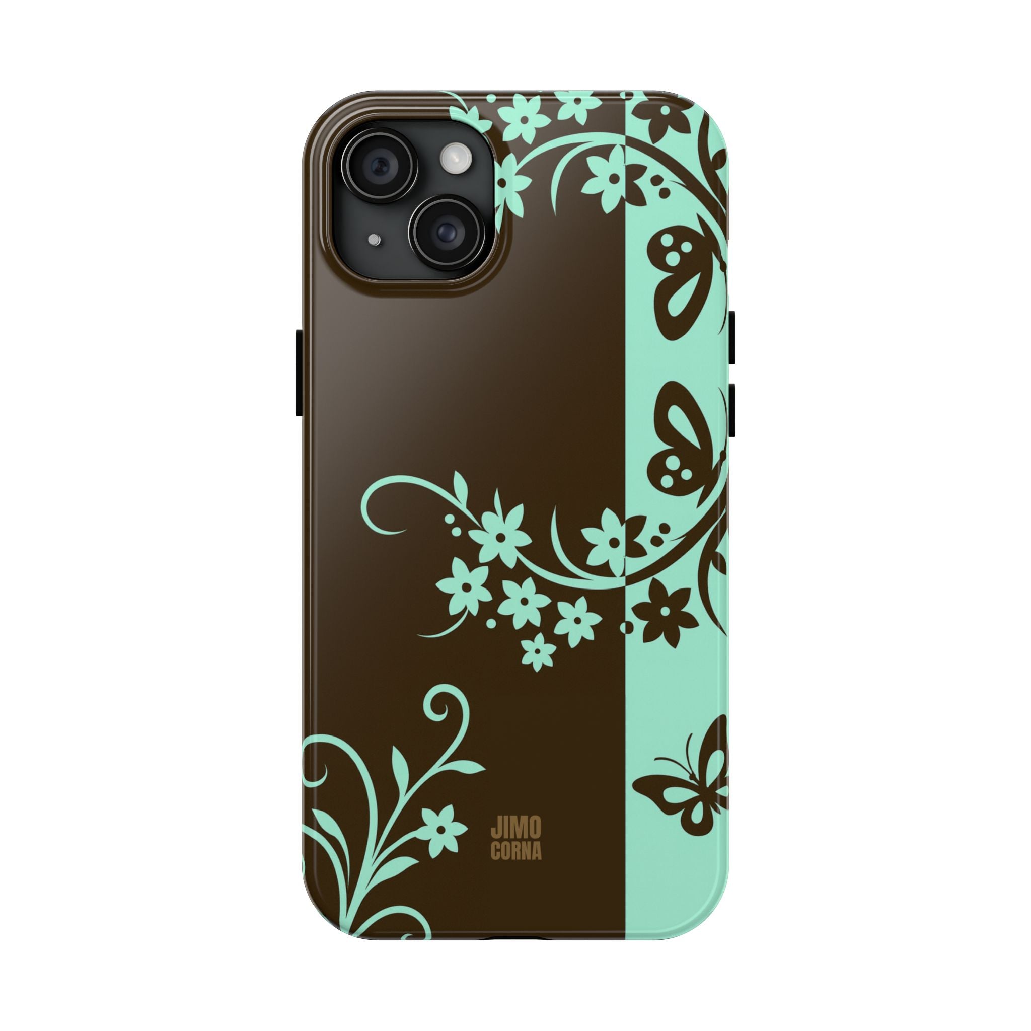 Y2K Floral iPhone Case | Brown and Mint