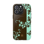 Y2K Floral MagSafe iPhone Case | Brown and Mint