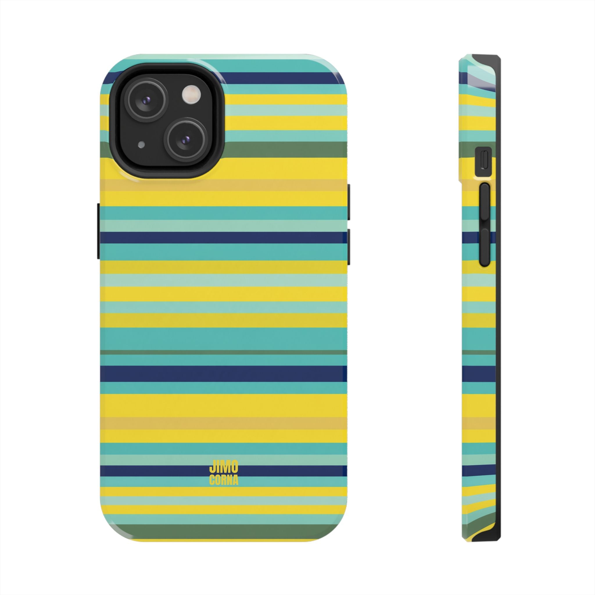 Blue Lemon Stripe iPhone Case