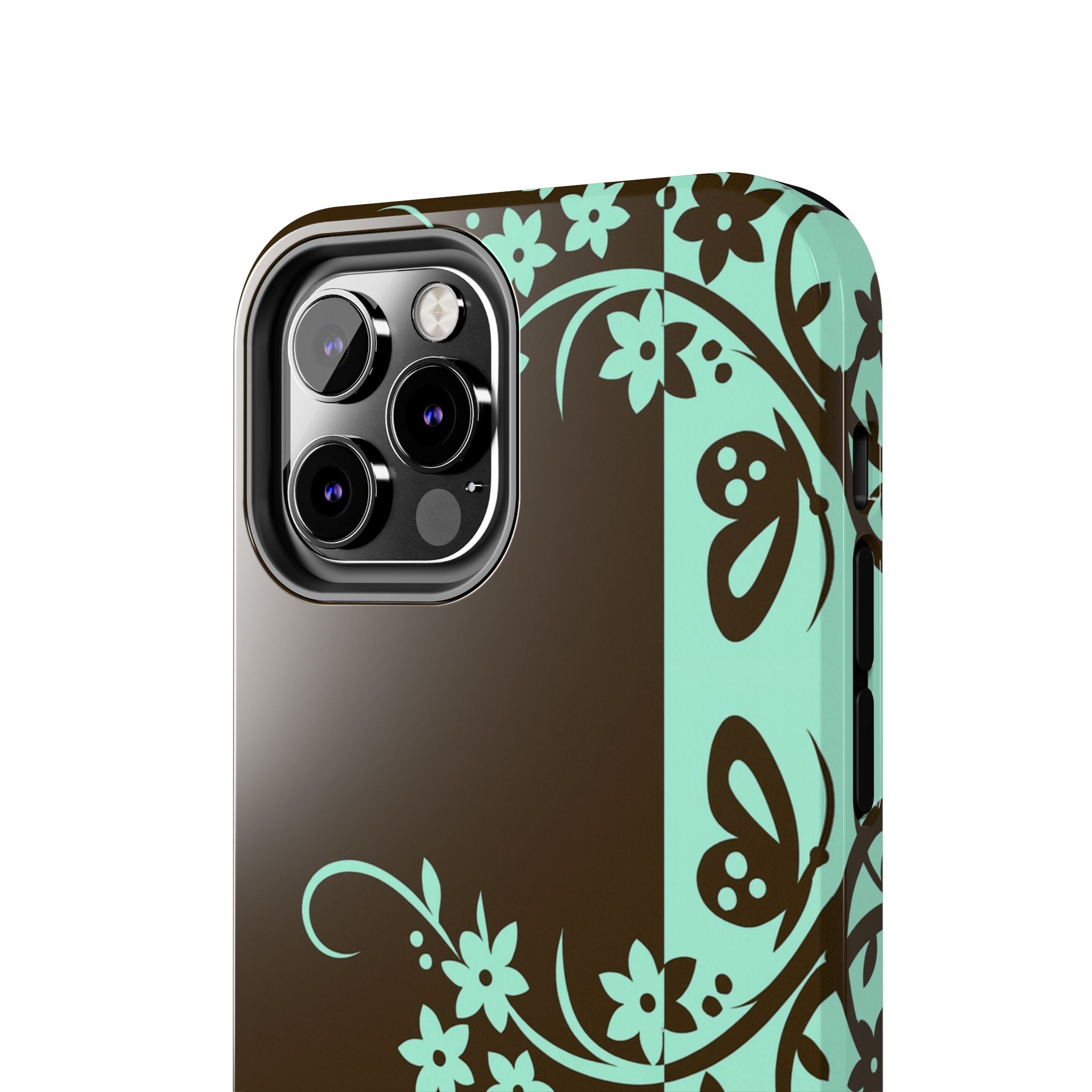 Y2K Floral iPhone Case | Brown and Mint